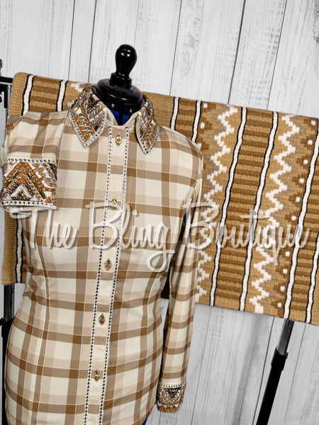 Tan & Buckskin Plaid Day Shirt Set (Medium)