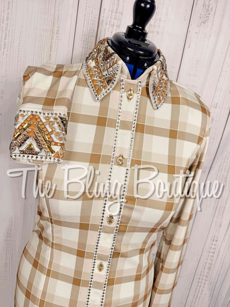 Tan & Buckskin Plaid Day Shirt Set (Medium)