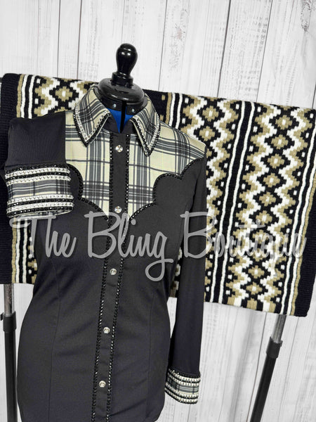 Black & Tan Plaid Day Shirt Set (Large)