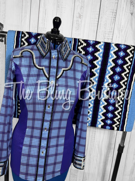 Periwinkle & Purple Plaid Day Shirt Set (Medium)