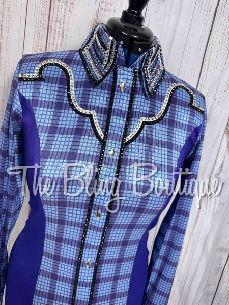 Periwinkle & Purple Plaid Day Shirt Set (Medium)