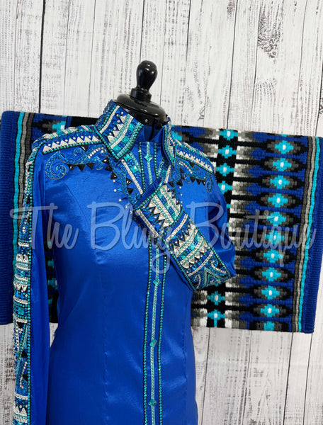 RE-ORDER Royal Blue & Turquoise Day Shirt Set (Choose Your Size)