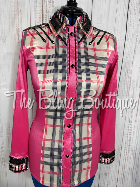 Pink, Black & Tan Plaid Day Shirt Set (Medium)