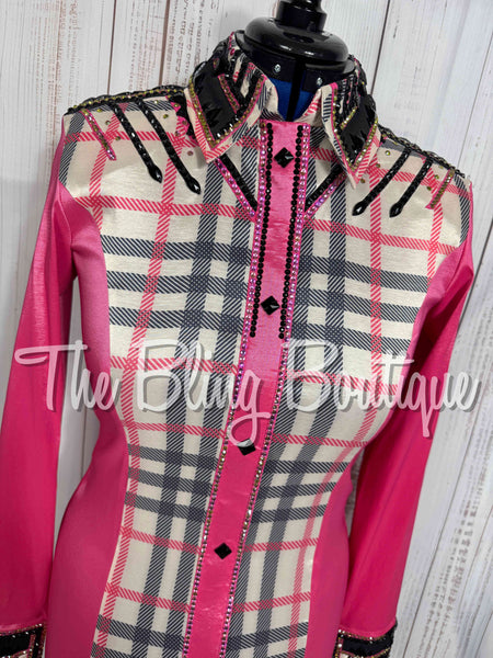 Pink, Black & Tan Plaid Day Shirt Set (Medium)
