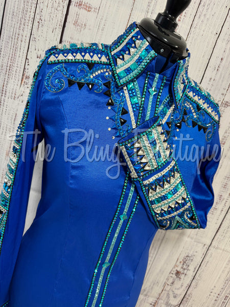 RE-ORDER Royal Blue & Turquoise Day Shirt Set (Choose Your Size)