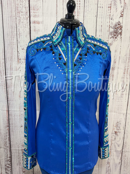 RE-ORDER Royal Blue & Turquoise Day Shirt Set (Choose Your Size)