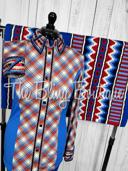 Red, White & Blue Plaid Day Shirt Set (Medium)