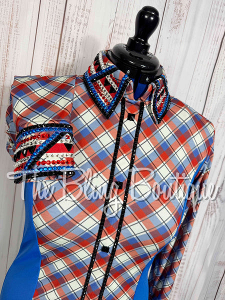 Red, White & Blue Plaid Day Shirt Set (Medium)