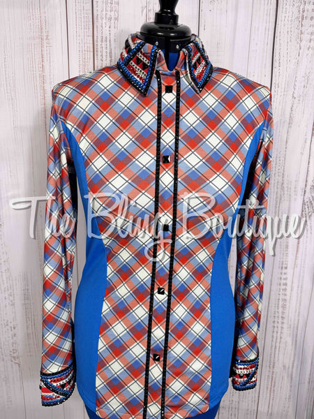 Red, White & Blue Plaid Day Shirt Set (Medium)