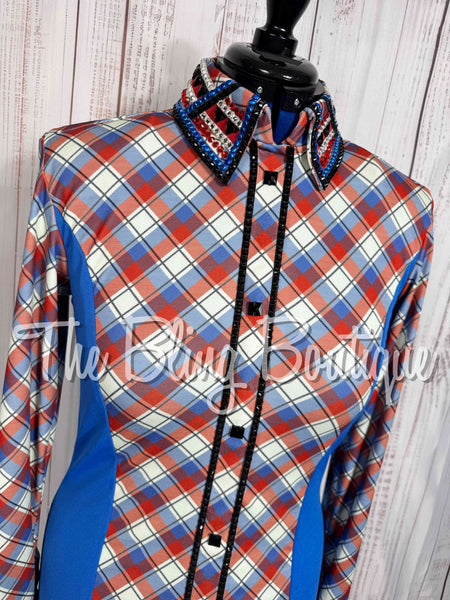 Red, White & Blue Plaid Day Shirt Set (Medium)