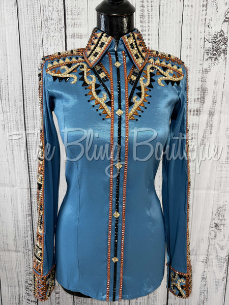 RE-ORDER Cornflower Blue, Rust, Tan & Black Day Shirt Set (Choose Your Size)