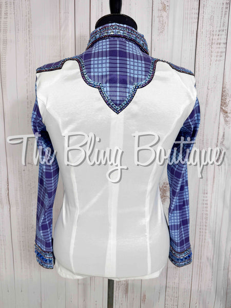 White, Periwinkle & Purple Plaid Day Shirt Set (XL)