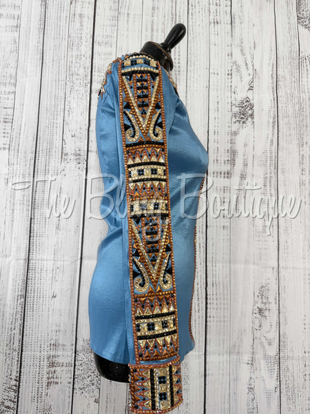 RE-ORDER Cornflower Blue, Rust, Tan & Black Day Shirt Set (Choose Your Size)