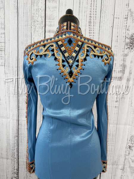 RE-ORDER Cornflower Blue, Rust, Tan & Black Day Shirt Set (Choose Your Size)