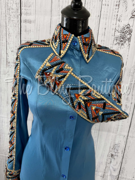 Cornflower Blue, Rust, Tan & Black Day Shirt Set (XS/S)