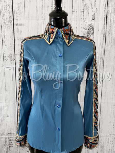 Cornflower Blue, Rust, Tan & Black Day Shirt Set (XS/S)