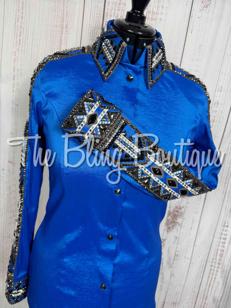Royal Blue, Black, Gunmetal Grey & White Day Shirt Set (Large)