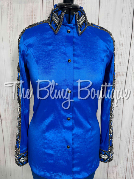 Royal Blue, Black, Gunmetal Grey & White Day Shirt Set (Large)
