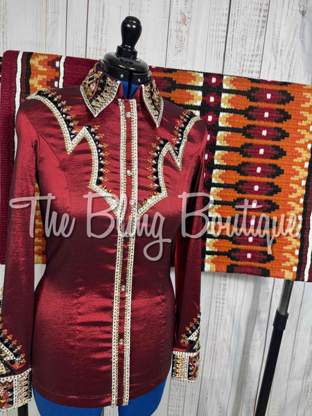 Burgundy, Copper, Tan, Black & White Day Shirt Set (Medium)