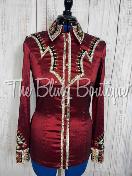 Burgundy, Copper, Tan, Black & White Day Shirt Set (Medium)