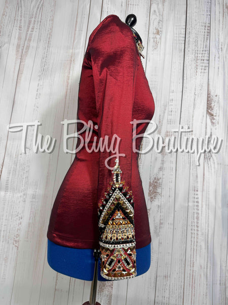 Burgundy, Copper, Tan, Black & White Day Shirt Set (Medium)