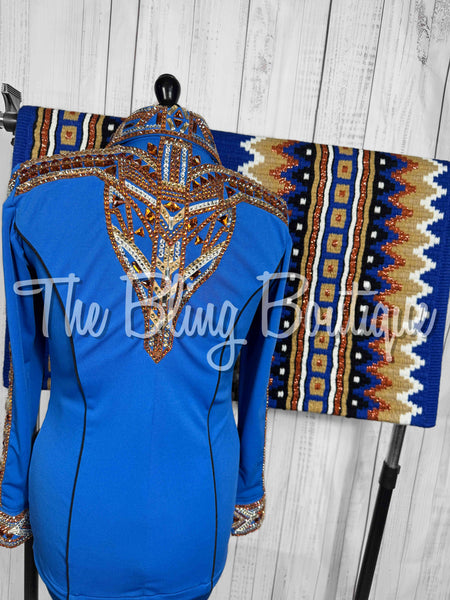 Blue, Copper, Tan & White Day Shirt Set (Medium)