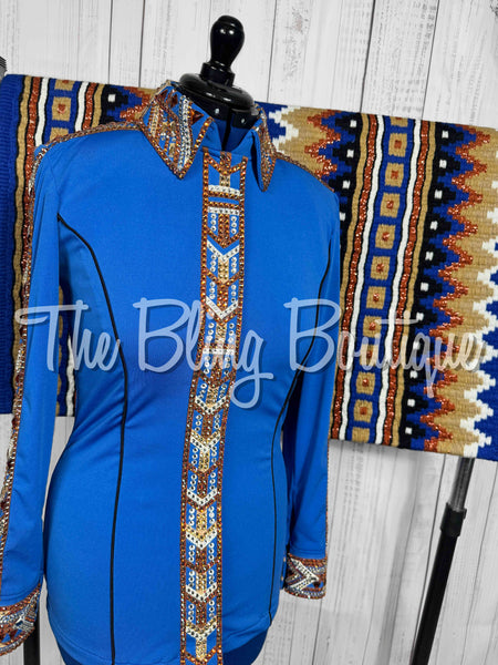 Blue, Copper, Tan & White Day Shirt Set (Medium)
