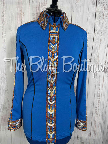 Blue, Copper, Tan & White Day Shirt Set (Medium)