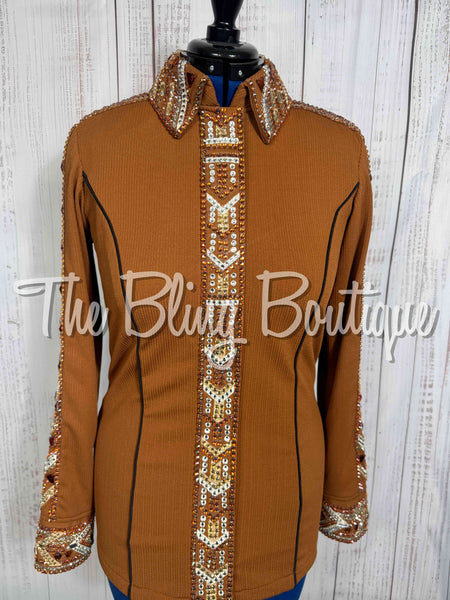 Rust, Caramel, Copper, Tan & White Day Shirt Set (Large)