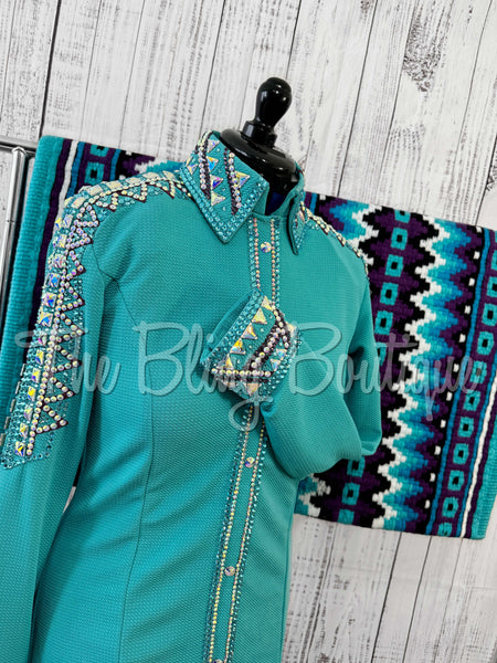 Teal, Purple & Turquoise Day Shirt Set (Large)