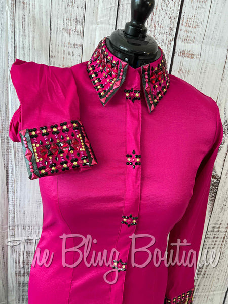 Fuchsia, Pink & Gold Day Shirt Set (L)