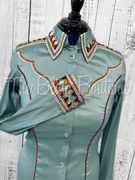 Soft Mint & Rust Day Shirt Set (Medium)