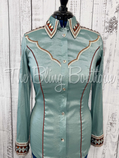 Soft Mint & Rust Day Shirt Set (Medium)