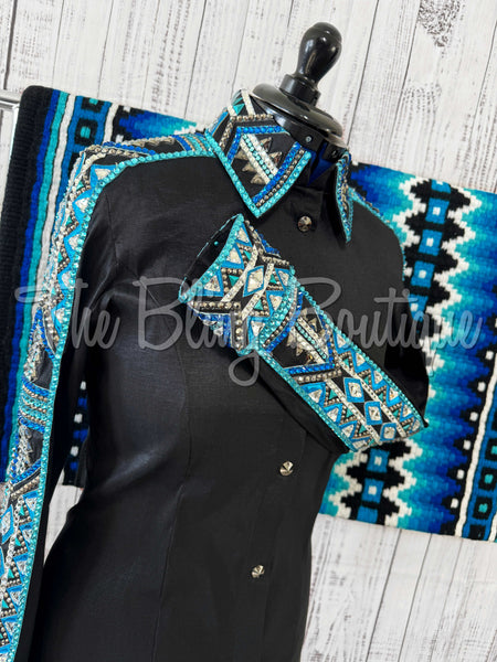 Black, Blue & Turquoise Day Shirt Set (Large)