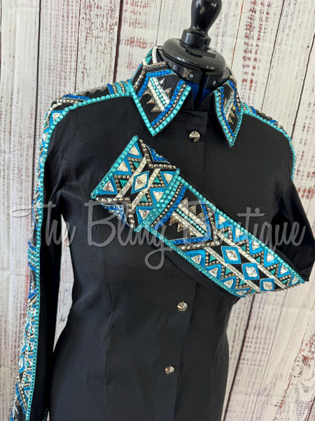 Black, Blue & Turquoise Day Shirt Set (Large)