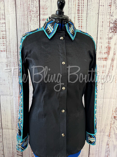 Black, Blue & Turquoise Day Shirt Set (Large)