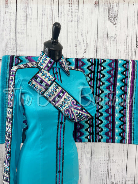 Turquoise, Berry & Purple Day Shirt Set (Small)