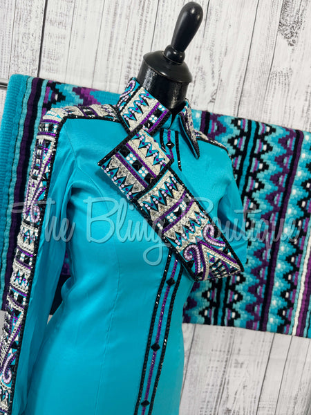 Turquoise, Berry & Purple Day Shirt Set (Small)
