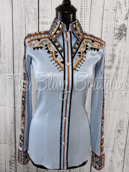 Powder Blue, Periwinkle, Rust, Tan & Black Day Shirt Set (Small)