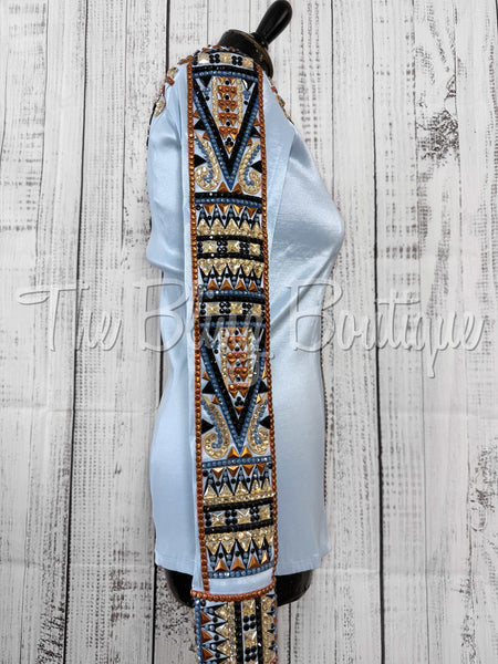 Powder Blue, Periwinkle, Rust, Tan & Black Day Shirt Set (Small)