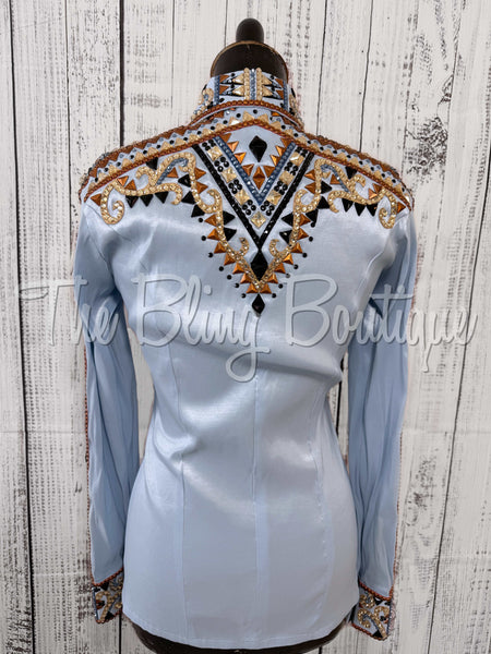 Powder Blue, Periwinkle, Rust, Tan & Black Day Shirt Set (Small)