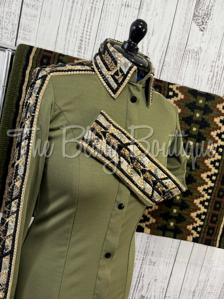 Olive Green, Chocolate, Tan & Black Day Shirt Set (Medium)