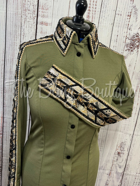 Olive Green, Chocolate, Tan & Black Day Shirt Set (Medium)