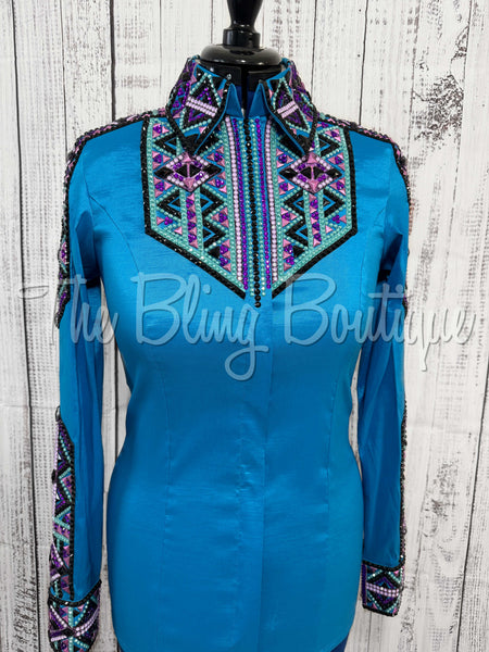 Malibu Blue, Berry, Purple, Teal & Black Day Shirt Set (Medium)