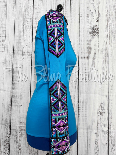 Malibu Blue, Berry, Purple, Teal & Black Day Shirt Set (Medium)