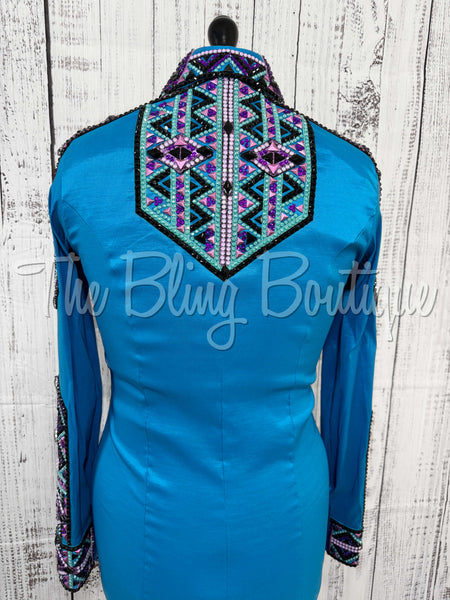 Malibu Blue, Berry, Purple, Teal & Black Day Shirt Set (Medium)