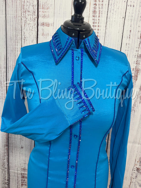 Malibu blue & Royal Blue Simple Day Shirt Set (Medium)
