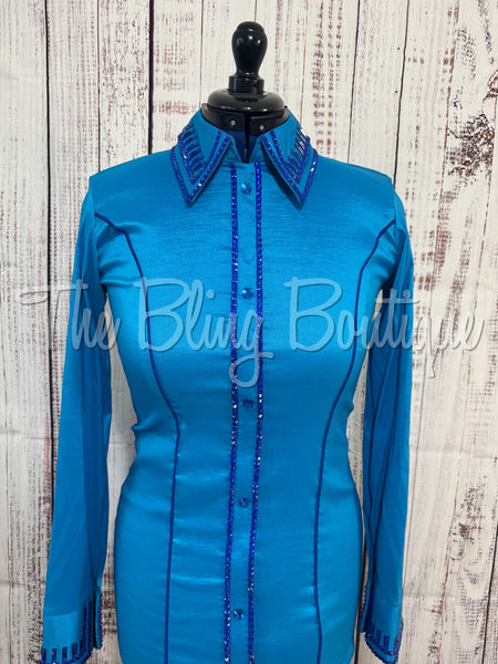 Malibu blue & Royal Blue Simple Day Shirt Set (Medium)