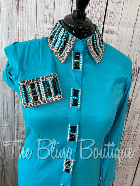 Turquoise & Leopard Day Shirt Set (XL)
