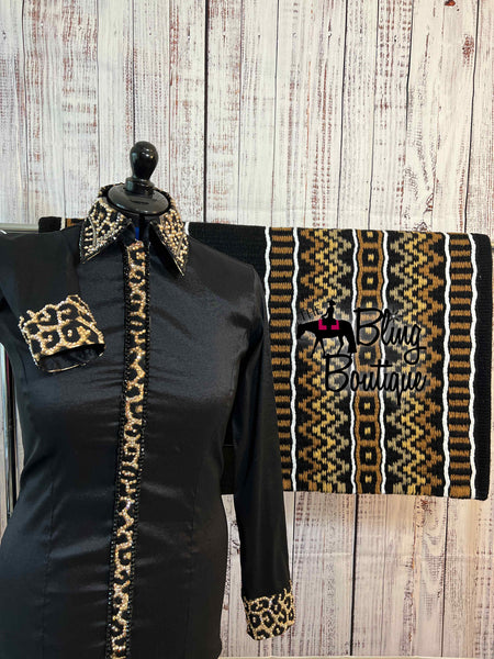 Black & Leopard Day Shirt Set (L)